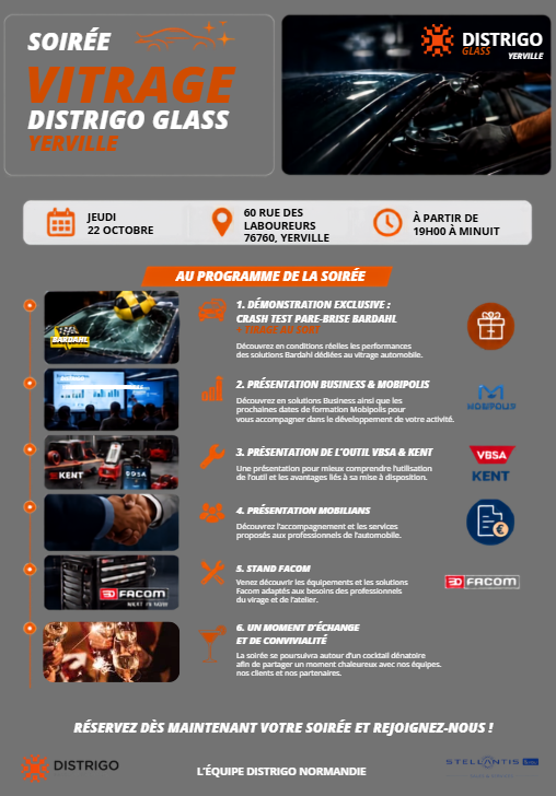 Visuel de l'événement Soirée Vitrage Distrigo Glass Yerville